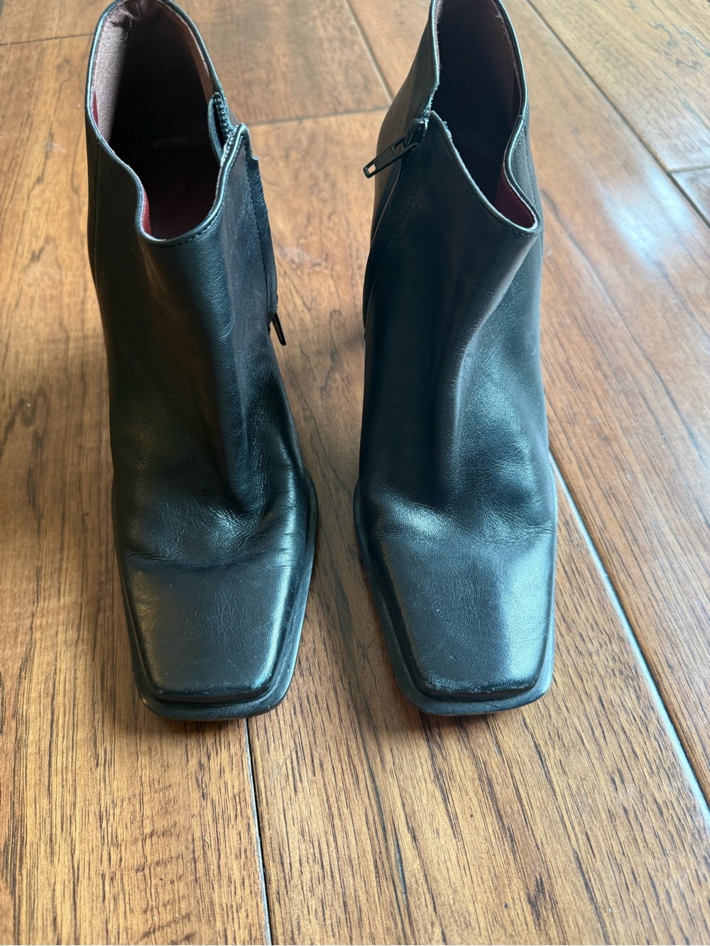 Nine West Black Leather Square-Toe Women’s Ankle Boots